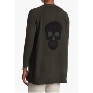 Sweet Romeo Skull Open Cardigan Sweater Loden Green Whimsygoth Size XL